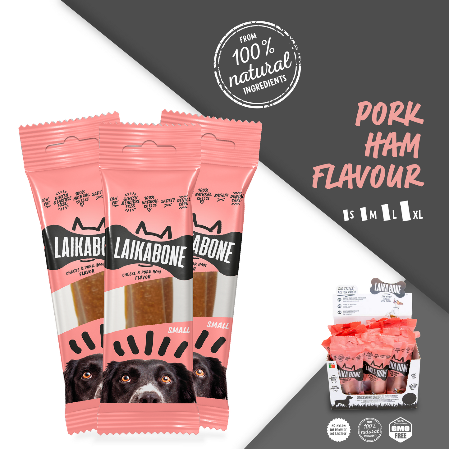 Dog treats Cheese & Ham/Bacon chew (BOX)